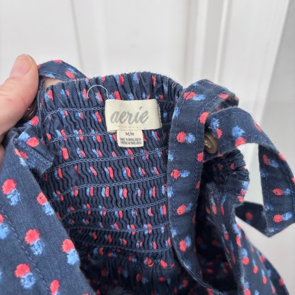 Navy Linen Blend Dot Sundress | Aerie Size M - Picture 7 of 12